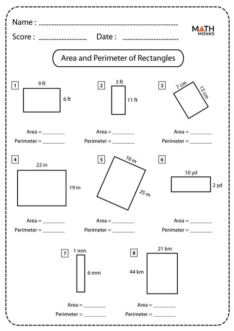 4th Grade Area And Perimeter Worksheets Printable Word Searches