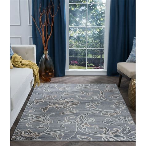 Transitional 5x7 Area Rug 5 X 7 Floral Gray Cream Living Room Easy