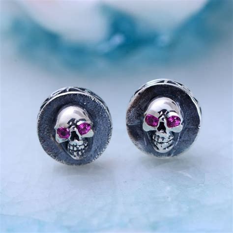 Mens Sterling Silver Skull Stud Earring Vvv Jewelry