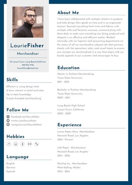 Choose your professional cv template and get started! Free Garment Merchandiser Resume CV Template in Photoshop ...