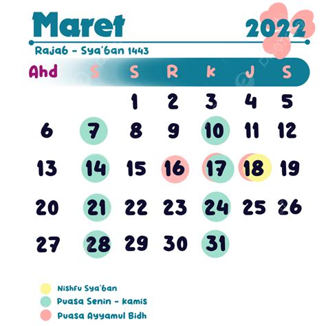 Gambar Kalender Islami Tahun 2022 Bulan Maret 2022 Maret Kalender