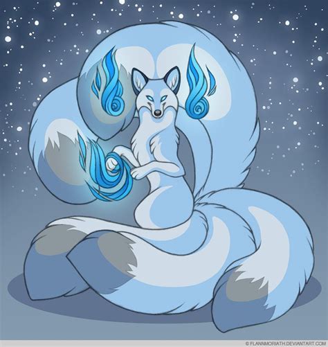 Kitsune Of Blue Flame Mythical Creatures Art Fox Artwork Fantasy