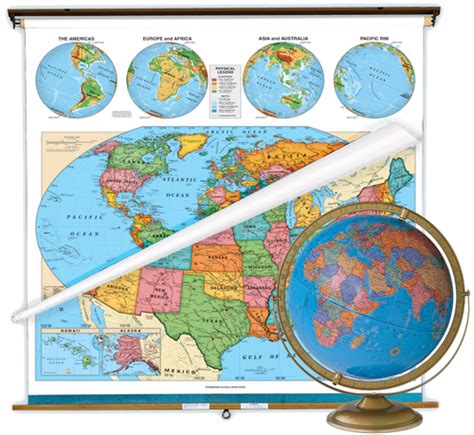 Classroom Maps And Globes Sets Usworld Political Map Combo And Political