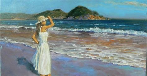 Imágenes Arte Pinturas Cuadros De Playas Y Ríos Con Lindas Chicas