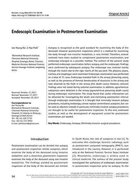 Pdf Endoscopic Examination In Postmortem Examination
