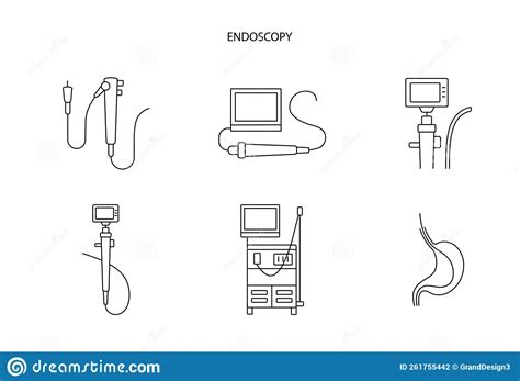 Equipment For Endoscopy Line Icons Set In Vector Stock Vector