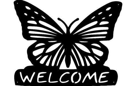 Butterfly Welcome Dxf File Free Download