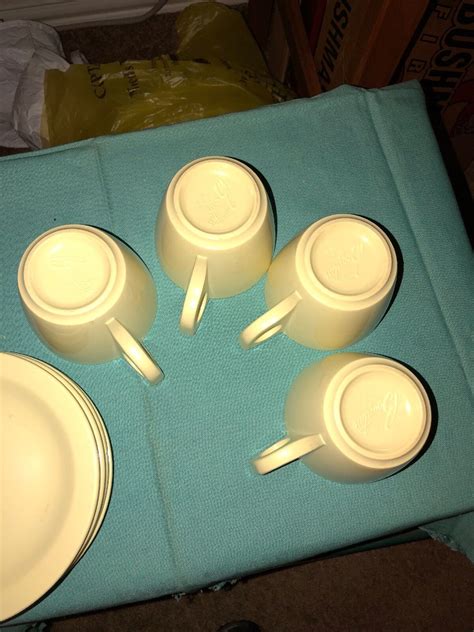 Boontonware Vintage Melmac Yellow Set Of Cups And Saucers Ebay