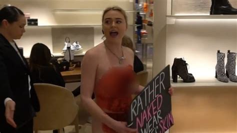 Vegan Activist Tash Peterson Naked Protest Perth Louis Vuitton The