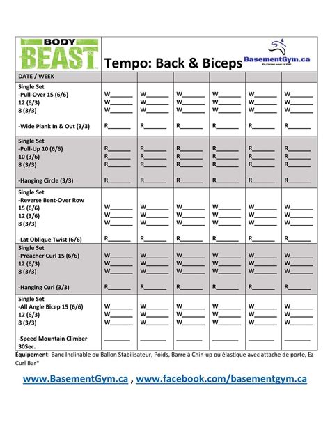 5 Day Body Beast Build Workout Sheets For Weight Loss Fitness And