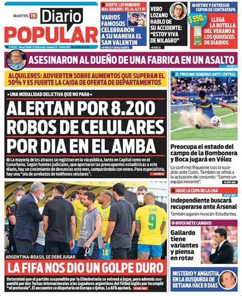 periódico diario popular argentina periódicos de argentina edición de martes 15 de febrero