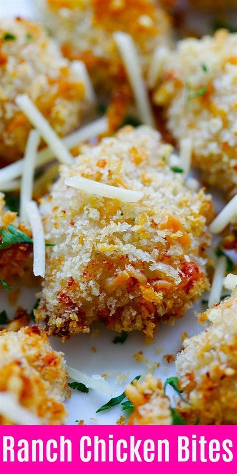 This easy, oven baked chicken parm recipe with panko parmesan crust is kid . Ranch Chicken Bites - easy chicken nuggets recipe with ...