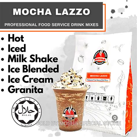 Mosha Mocha Lazzo Powder Serbuk Minuman Panas Sejuk Ice Blended