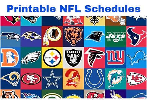 Nfl Schedules Printerfriendly