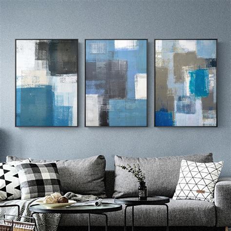Blue Grey Abstract Wall Art With Images Abstract Wall Art Living