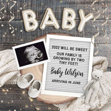 Pregnancy Announcement Template Digital Gender Reveal Baby Etsy
