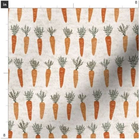 Carrots Fabric By The Yard Linen Carrots Easter Fabric Etsy