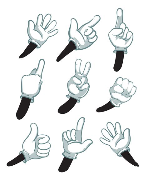 Cartoon Arms Gloved Hands Parts Of Body Vector Illustration By