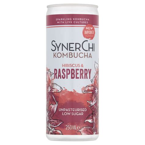 Synerchi Kombucha Hibiscus And Raspberry Lightly Sparkling Kombucha Drink