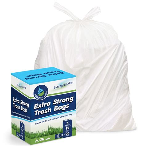 Freedom Living Biodegradable Heavy Duty White Trash Bags 3 Gal Free