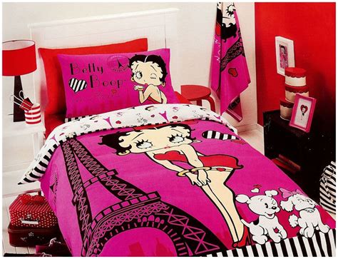 The reverse is black with white polka dots. Betty Boop in Paris Bedding Quilt Cover Set Queen New Pink ...