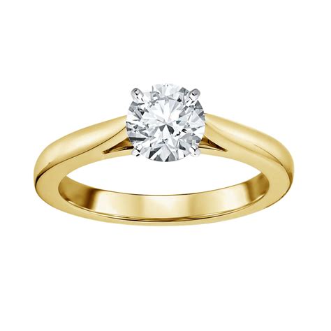 tradition diamond 14k yellow gold 1 carat certified round diamond ring jewelry rings