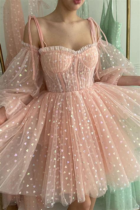 Puff Sleeves Blush Pink Cocktail Party Dresses Tulle Short Prom Gowns Siaoryne