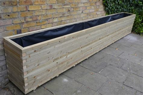 block style trough wooden planters extra long and extra high premier wooden planters