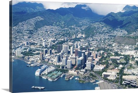 Aerial View Of Honolulu And Waikiki Oahu Hawaii Wall Art