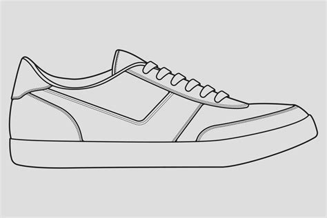 Shoes Sneaker Outline Drawing Vector Sneakers Drawn In A Sketch Style