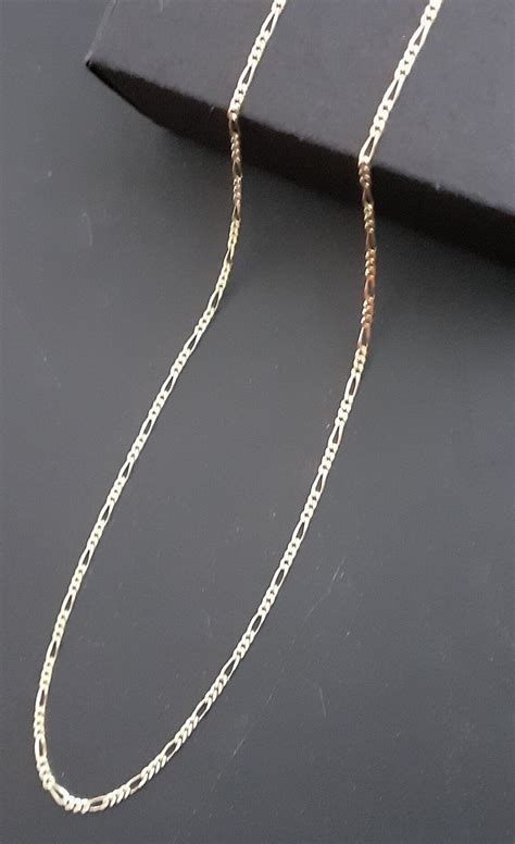 18k Solid Gold Diamond Cut Figaro Chain 18k Real Gold Figaro Etsy