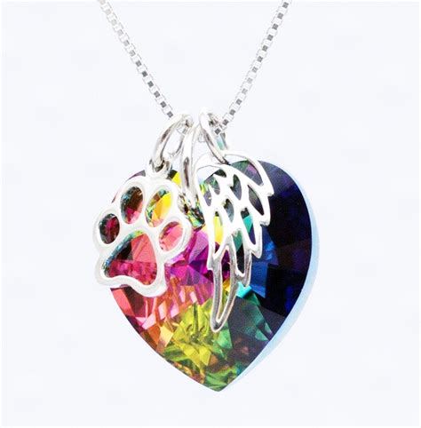 Swarovski Rainbow Heart Pendant Necklace Jewelry