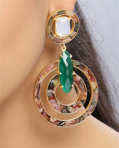 Emerald Green Crystalline Hoop Earring By Nitaara The Secret Label