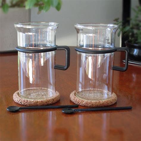 Vintage Bodum Bistro Glass Teacoffee Espresso Mugs Cups Black Handle