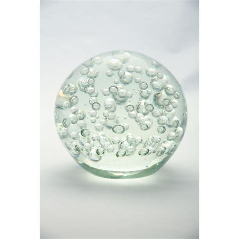 7 Clear Round Bubbled Hand Blown Glass Paperweight Ball