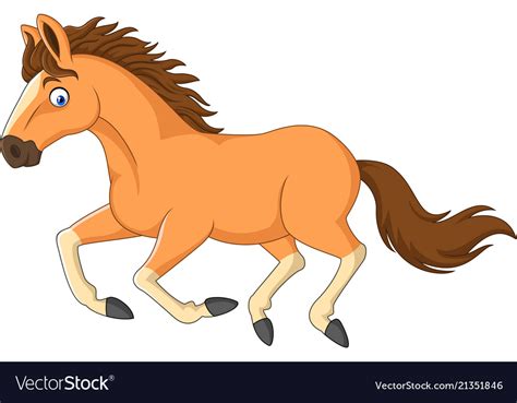 Cartoon Horse Running Isolated On White Background