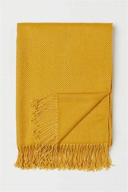Blankets Jacquard Blanket Throw Weave Hm Yellow