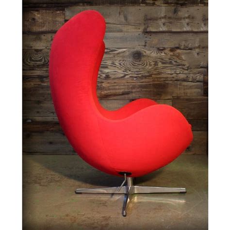 Arne Jacobsen Style Mid Century Modern Red Egg Chair Chairish