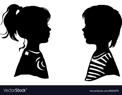 The Two Silhouette Of A Boy And Girl Royalty Free Vector