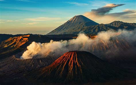 Mountains Clouds Landscapes Nature Volcanoes Indonesia Natural