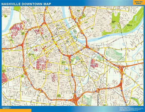 Nashville Downtown Mappa Mappe Mondo Netmaps