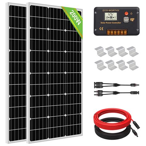 buy eco worthy 200 watts solar panel kit off grid system 2pcs 100w monocrystalline solar panels