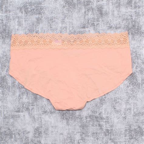 Auden Womens Cotton Hipster With Lace Waistband X Large Dark Peach