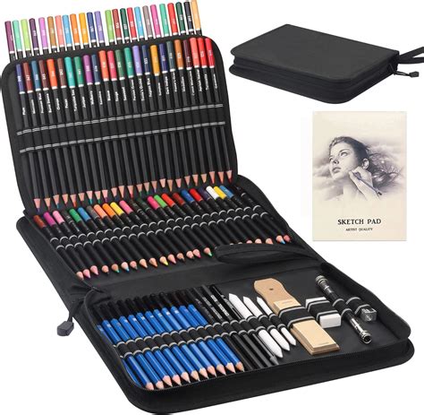 premium drawing pencil set 96pcs including 72 colored pencil and 24 sketch kit for drawing