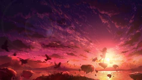 1366x768 Resolution Anime Girl Into Sunset Hd Art 1366x768 Resolution
