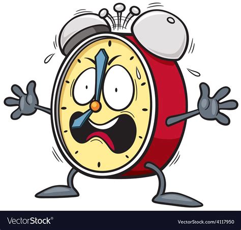 Coloring Book Cartoon Alarm Clock Character Stock Vec