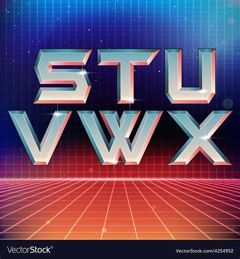 80s Retro Futuristic Font From S To X Royalty Free Vector Ad