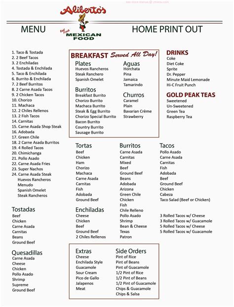 Online Menu of Alibertos Mexican Food Restaurant, Heber, Arizona, 85928