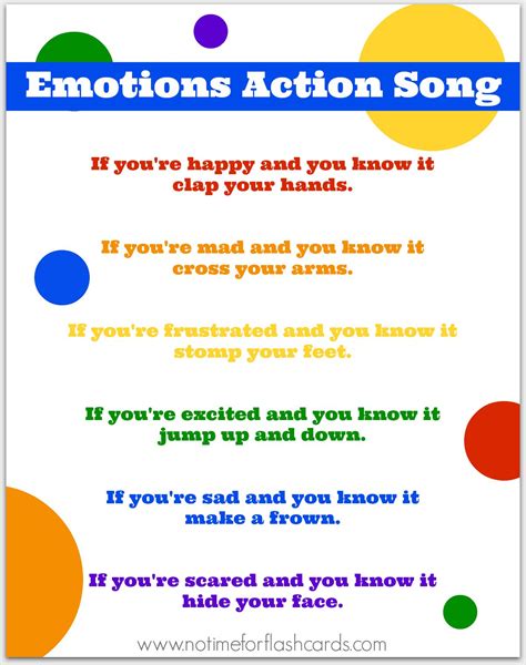 Emotions Song For Preschool With Free Lyrics Printable Emotions
