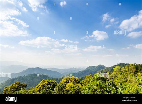 High Angle View Blue Sky Over Mountain From Panoen Thung Scenic Point